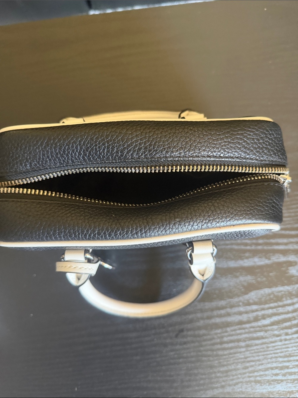 Michael Kors Black and White Pebbled Leather Satchel - Picture 3 of 4